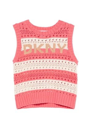 DKNY striped open-knit top - Pink