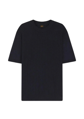 BOSS ribbed-knit short-sleeve sweater - Blue