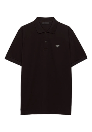 Prada ribbed knit triangle logo polo shirt - Black