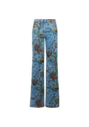 ETRO floral-motif flared jeans - Blue