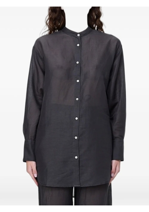 120% Lino mandarin-collar button-down shirt - Black