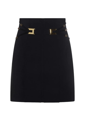 Elisabetta Franchi logo-plaque belted mini skirt - Black