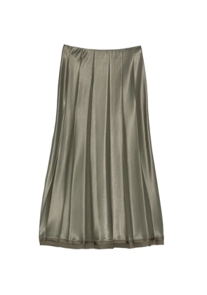 Vince pleated-design satin-finish midi skirt - Green