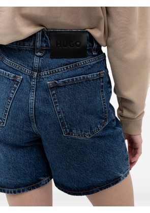 HUGO logo-patch denim shorts - Blue