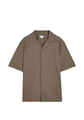 Sunspel stripe-pattern camp-collar shirt - Brown