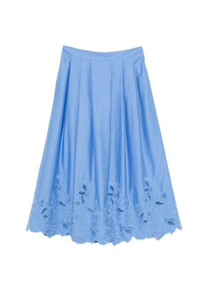 Ermanno Scervino embroidered-hem pleated midi skirt - Blue