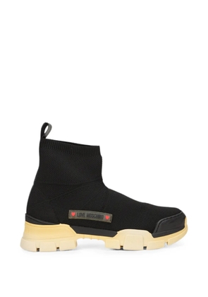 Moschino logo-patch sock-design sneakers - Black