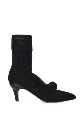 Chloé knot-detail ribbed-knit ankle boots - Black