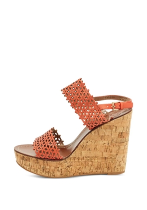 Tory Burch Daisy perforated wedge sandals - Orange
