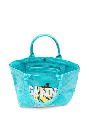 GANNI logo-print tote bag - Blue