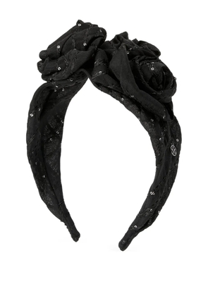 Maison Michel floral-appliqué headband - Black