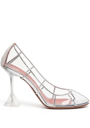Amina Muaddi Kitty crystal-embellished pumps - Silver