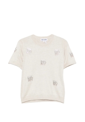 DKNY logo-embellished crew-neck top - Neutrals