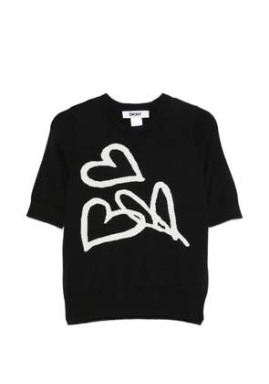 DKNY heart-intarsia short-sleeve top - Black