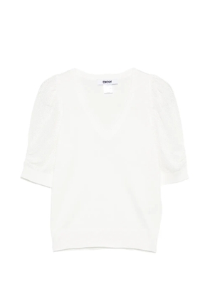 DKNY V-neck puff-sleeve top - Neutrals