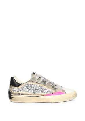 Crime London glitter-embellished camouflage-print sneakers - Grey