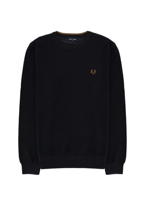 Fred Perry logo-embroidered waffle-knit sweatshirt - Blue