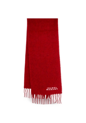 ISABEL MARANT Firmy logo-embroidered fringed scarf