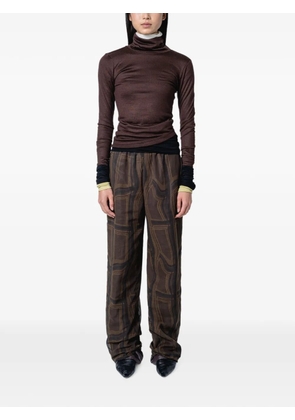 Muller Of Yoshiokubo check-print layered trousers - Brown