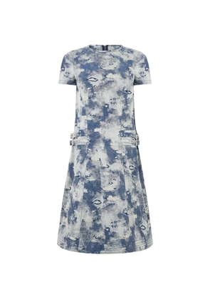 Moschino buckle-detail cloud-print midi dress - Blue