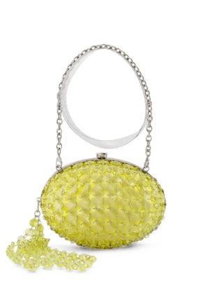 Self-Portrait crystal-embellished chain-link clutch bag - Yellow