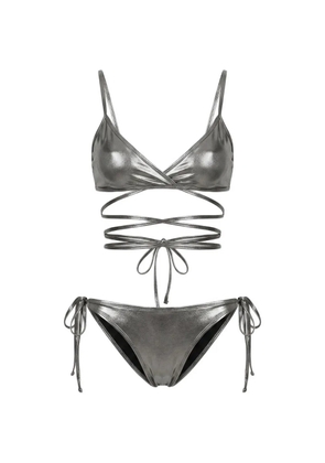 The Attico criss-cross wrap-around bikini set - Silver