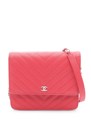 CHANEL Pre-Owned 2018 Chevron V-stitch chain shoulder bag - Pink