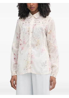 FRACOMINA floral-print crochet-trim shirt - White