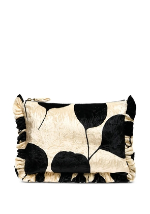 La DoubleJ floral-print ruffled clutch bag - Neutrals