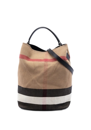 Burberry Pre-Owned 2000-2017 Medium Mega Check Canvas Ashby Bucket Bag satchel - Brown