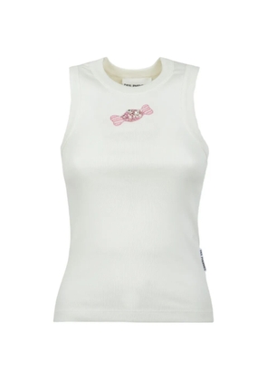 DES PHEMMES crystal-embellished ribbed tank top - White