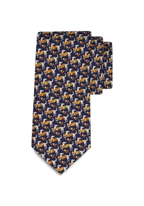 Ferragamo Hounds-print silk tie - Blue