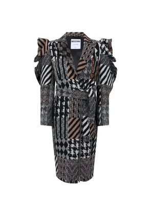 Moschino patchwork ruffled oversized coat - Black
