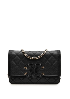 CHANEL Pre-Owned 2020 Caviar CC Filigree Wallet On Chain crossbody bag - Black