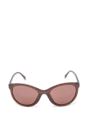 CHANEL Pre-Owned glitter-effect cat-eye sunglasses - Brown