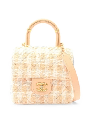 CHANEL Pre-Owned 2021s mini Flap tweed-design shoulder bag - Neutrals