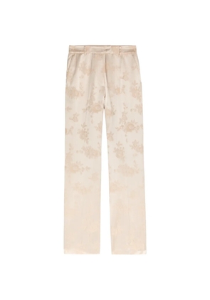 GANNI floral-jacquard trousers - Neutrals