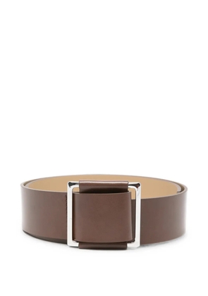 D.Exterior square-buckle leather belt - Brown