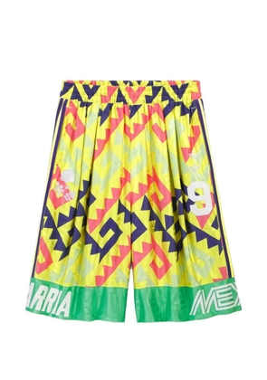 adidas x Willy Chavarria AOP goalkeeper geometric-print side-stripe shorts - Yellow
