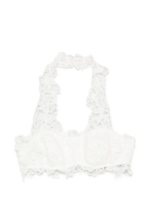Ermanno Scervino lace-trim halterneck top - White
