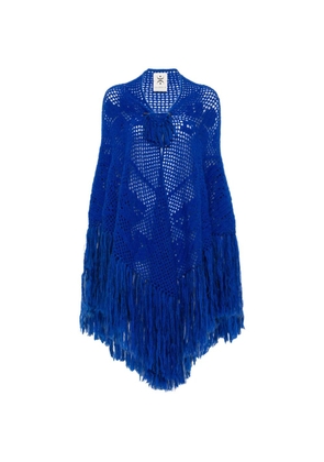 Chiara Is Scialle Coperta Peonia crochet-knit fringed poncho - Blue