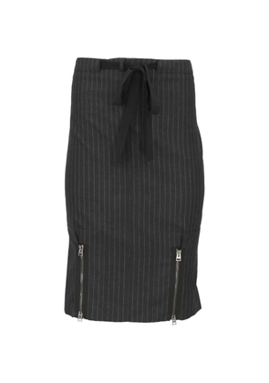 TOM FORD pinstripe-pattern zip-detail midi skirt - Grey