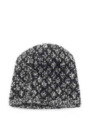 CHANEL Pre-Owned Coco Mark knit beanie hat - Black