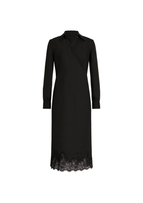 Alberta Ferretti lace-trim wrap midi dress - Black