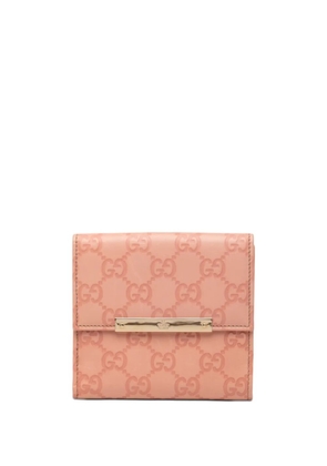 Gucci Pre-Owned 2000-2015 Guccissima Metal Bar French Flap Wallet small wallets - Pink