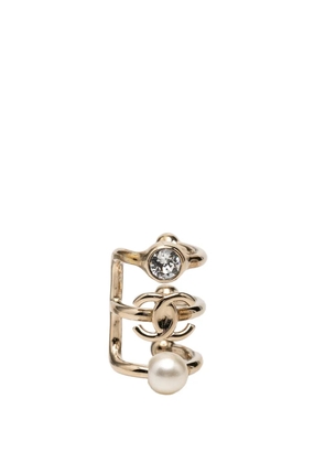 CHANEL Pre-Owned 2022 CC Gold Plated Strass and Faux Pearl Ear Cuff Earring costume earrings