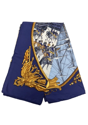 Hermès Pre-Owned 1960-1980 Marine et Cavalerie Silk Scarf 90 scarves - Blue