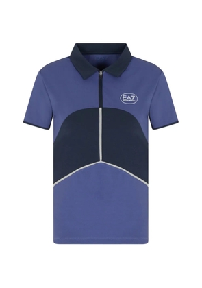 Ea7 Emporio Armani zip-fastening logo-print polo top - Blue
