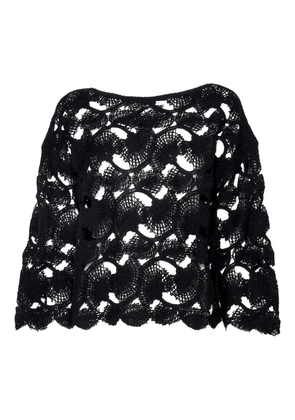 Kangra crochet-lace open-weave top - Black