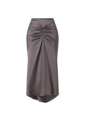 Victoria Beckham Bela ruched satin midi skirt - Grey